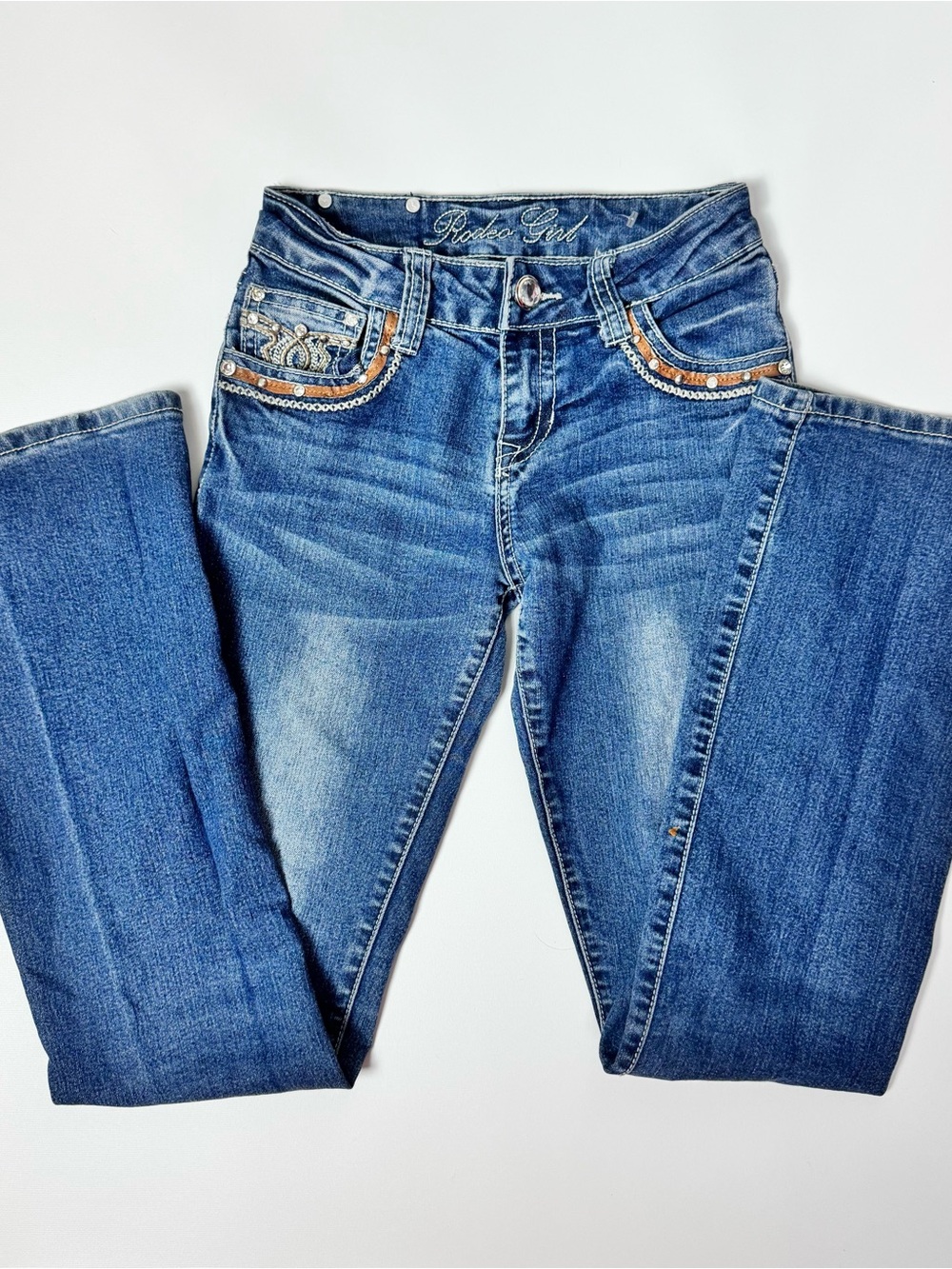 Rodeo Girl Women's Blue Embellished Flare Jeans